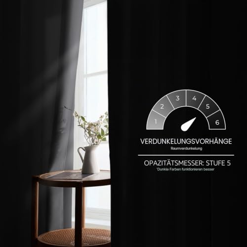 MRTREES Vorhang Blickdicht Gardinen Thermovorhang mit Ösen Verdunklungsvorhang Ösenschal Vorhänge Modern 240×140cm(H×B) Dunkelgrau 2er Set… – Ansicht 4
