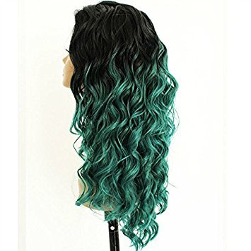 Green Loose Curly Hair Synthetic Lace Front Wigs Long Green Wavy Hair for Women (Wavy)
