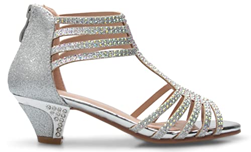 Olivia K Girl's Cute Adorable Strappy Glitter Open Toe Heel Sandals - Adjustable buckle2