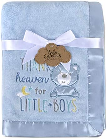 30x40 Fleece Baby Nursery Blanket with Satin Trim for Boys, Girls, and Unknown Gender Baby (Blue)