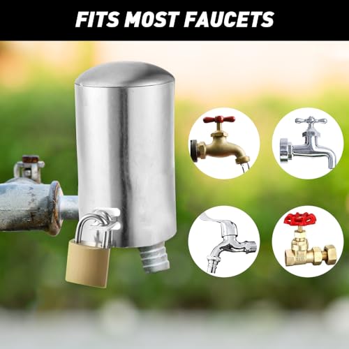 mizikuu Wasserhahn Schloss, Wasserhahn Sperre Außen Metall Hahnschutzabdeckung Anti-Diebstahl und WasserEinsparung Außenwasserhahn Abdeckung für Außen, Küchen, Gartenschlauch