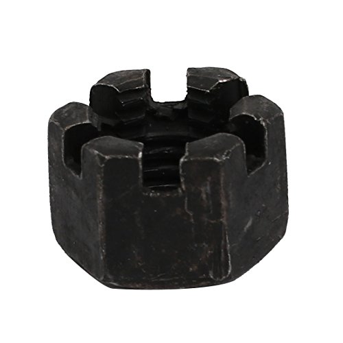 Image of uxcell 10pcs M14x2mm Carbon Steel Grade 5.8 Hexagon Slotted Castle Nut Black