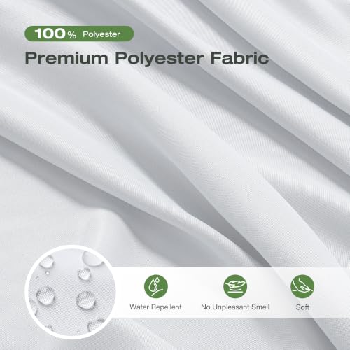Image of White Shower Curtain Liner 72 x 74 Inches Long, Water Repellent Polyester Bathroom Fabric Shower Curtains for Spa and Hotel Quality, Machine Washable