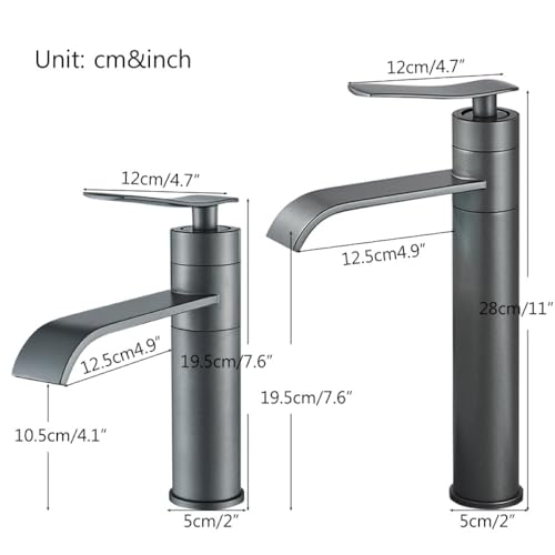 Mitigeur d'eau chaude froide cascade noir pour robinet de lavabo de salle de bain - 6