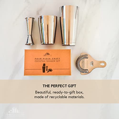 A Bar Above 4-Piece Cocktail Shaker Gift Set for Professional & Home Bar – Premium Bar Kit Accessories – Bar Gifts Set for Men & Women – Includes Boston Cocktail Shaker, Strainer & Japanese Jigger - Thumbnail 7
