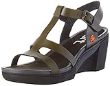 Dessus : Cuir Art Rotterdam, Escarpins Bout Ouvert Femme, Kaki, 39 EU