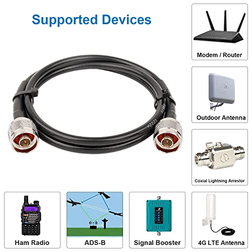 MOOKEERF KMR240 N Cable - 3FT Ultra Low Loss N Male to N Male Cable Pure Copper 50 ohm for 3G/4G/5G/LTE/ADS-B/Ham/GPS/WiFi/RF Radio to Antenna or Signal Booster Use