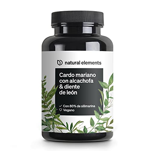 Complejo de cardo mariano, alcachofa y diente de león – 120 cápsulas – Alta dosificación con 80% de silimarina – Sin estearato de magnesio, vegano