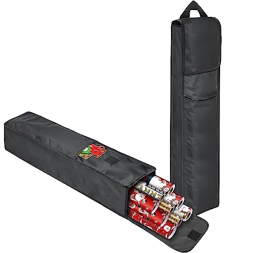 2 Christmas Wrapping Paper Storage Bag- Durable Fabric Wrapping Paper Roll Gift Wrap Storage Bag Box for Rolls,79x14x14cm