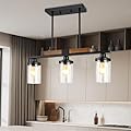 VenzBlomia Black Kitchen Island Lighting Fixture, 3-Light Farmhouse Dining Room Chandelier Over Table, Large Pendant Light Ceiling Hanging, Modern Dining Table Light with Adjustable Height