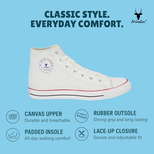 Image of Hirolas Men's Vulcanized Canvas Rubber Toe High Ankle Skateboard Sneakers Shoes.