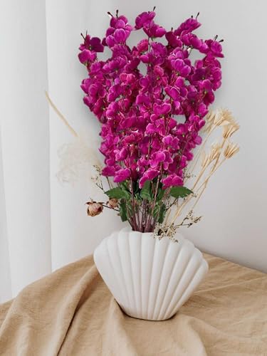 Image of ARTSY Artificial Flowers Bunch for Decoration Cherry Blossom, Ideal for vase, Home, Office Decor, Gifts, Craft, Artificial Plants for Decoration, Without vase, Purple, Combo, 2 Piece, 55 cm Height |