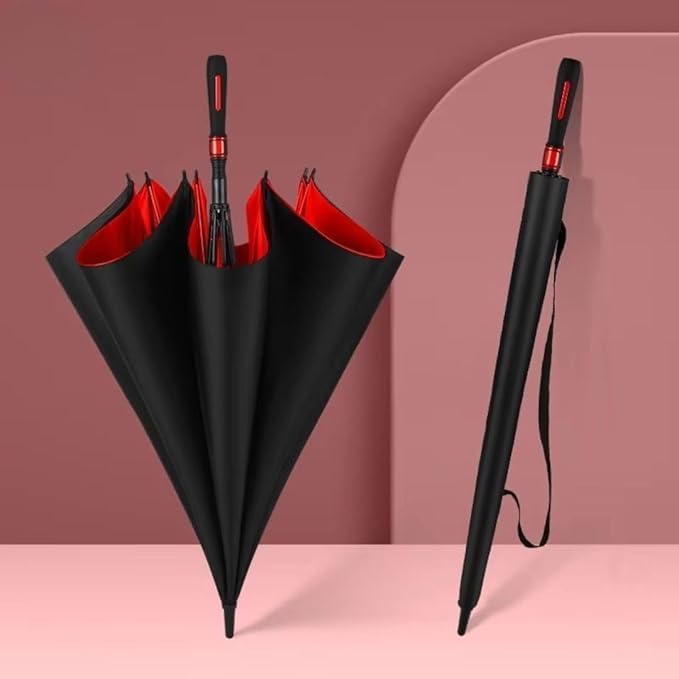 Image of Premium Auto Open Big Size Umbrella for Men & Women | UV & Rain Protection, Strong Frame and Comfortable Grip Handle (Red)