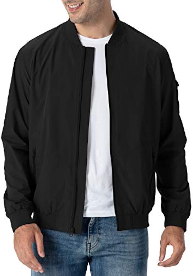Rdruko Men's Lightweight Bomber Jacket Causal Varsity Flight Windbreaker Track Jacket