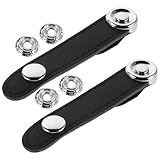 MUELODSIC Correas de Fuelle para Acordeón Doble Capa Cuero Negro con Hebillas Firmes Distancia entre Agujeros 78 CM Repuesto para Acordeones Bajos y Estándar 2 Piezas