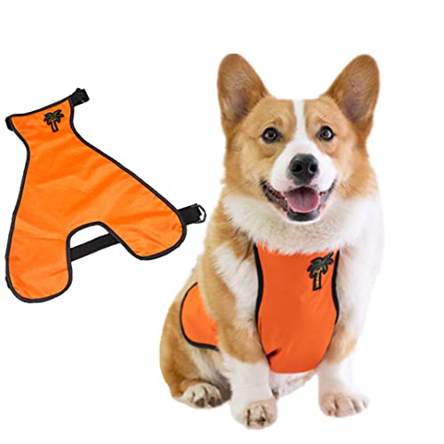 ISUPY 犬用レインエプロン 男の子 女の子 お腹エプロン 泥よけ 防水 小型犬 中型犬 ドッグウエア ダックス 雨具 カッパ マジックテープ お出かけ お散歩 ペット用品 (L,オレンジ(雄))