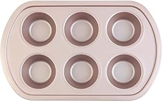 Salter BW07914C 6-Cup Muffin Tray, Non-Stick Tin, Easy Clean Oven Pan, Bake Sweet and Savoury Treats, Egg Muffins and Yorkshire Puddings, PFOA-Free, Matte Metallic Carbon Steel Champagne Edition