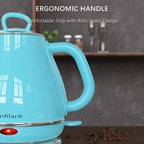 Anfilank Gooseneck Electric Kettle(1.0L), 100% Stainless Steel Bpa Free Classic Pour Over Coffee Kettle, Electric Teapot With Auto Shut & Boil Dry Protection,1500 Watt Quick Heating-Turquoise Blue #TOP7
