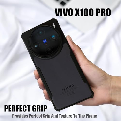 Image of AIBEX Crystal Clear Back Cover Case for Vivo X100 Pro 5G | 360 Degree Protection | Shock Proof Design | Transparent Back Cover Case (PC & TPU, Black Bumper)