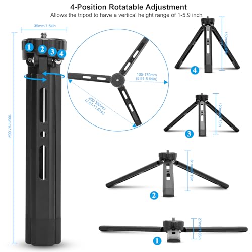 CofunKool Mini Tripod Rotatable 4-Level Adjustable Tabletop Tripod Handle Grip for Osmo Mobile, DJI Ronin, Weebill, Crane, Vimble 2, Smooth, Camera, Phone, Webcam, Projector, Gimbal Stabilizers