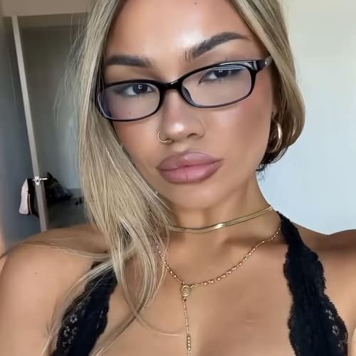 Image of DreamCalf Trendy Fake Glasses Small Rectangle Y2K Eyewear with Anti Blue Light for Women's Cosplay and Daily Style