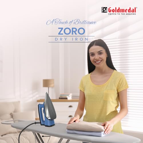 Image of Goldmedal Zoro 1100W Dry Iron| Non-stick Premium Triple Coated Soleplate| 5 Fabric Setting|1.8 Meter Cord|360 Swivel Cord| Indicator Lamp for Heating| 2.5 Years Warranty| Light Weight (Blue)
