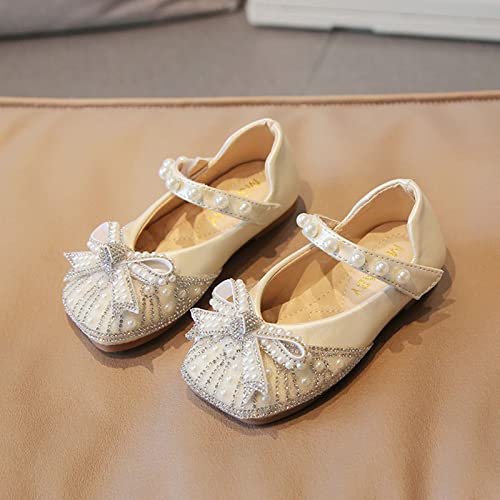 Toddler Girl Dress Shoes,Autumn Girls Casual Shoes Shiny Pearl Rhinestone Bow Dress Shoes Dance Shoes 1-11 Years2