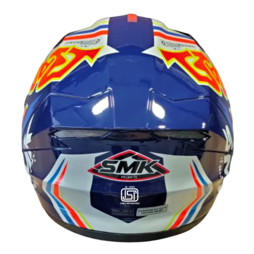 Image of SMK Helmets - Stellar - Graffiti - Blue Red Orange - Pinlock Anti Fog Lens Fitted Single Clear Visor Full Face Helmet - GL537 (Medium - 570 MM)