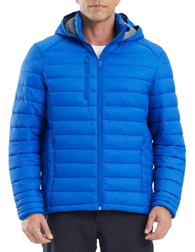 fit space Men's Insulated Synthetic Down Puffer Jacket Winter Warm Coat Quilted Water Resistant Packable Hiking Camping
