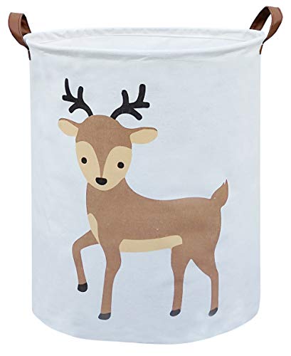 Image of Sanjiaofen Kids Laundry Basket,Deer Laundry Hamper Collapsible Baby Storage Baskets for Boy Room Decor,Nursery Hamper,Toy Organizer,(Deer)