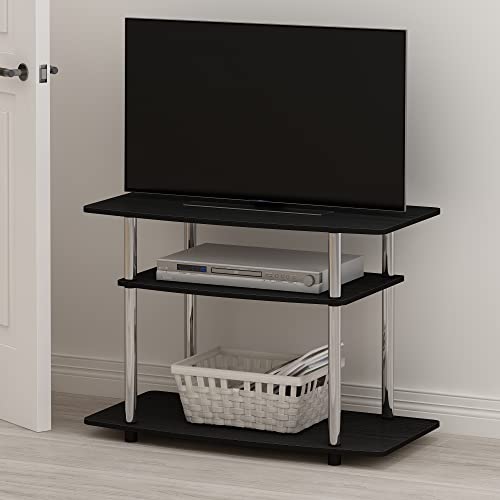 Image of Furinno Turn-N-Tube TV Stand, 3-Tier Toolless Assembly Entertainment Center with Open Shelves, TV Console for TV up to 32 Inch, for Living Room, Bedroom, Americano /Stainless Steel