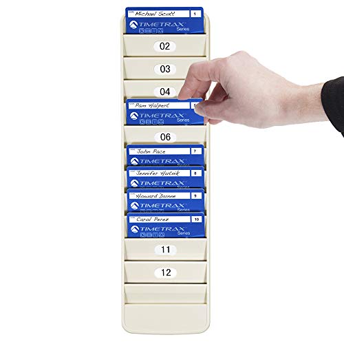 Pyramid Time Systems 500-12 Badge Rack, 12 Pockets, Lightweight Durable Plastic, Keeps Swipe Cards, Proximity Badges & Other Identification Cards Organized, Includes Self-Adhesive Number Labels #TOP1