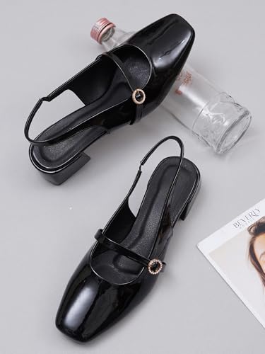 Image of TRYME Women's Mary Jane Block Heel Sandals | Elegant Cross Strap Slingback Heels for Women & Girls