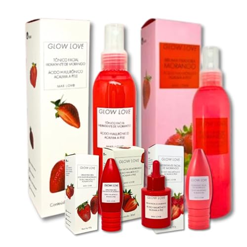 Max Love Glow Love Conjunto de Cuidados com a Pele de Morango (5 Peças)
