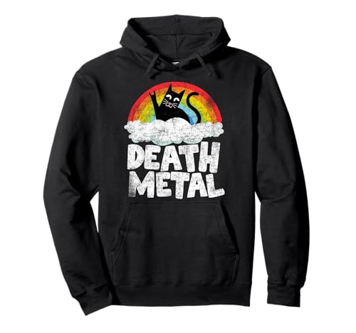 Death Metal Katze Retro Regenbogen Metalfan Heavy Metal Pullover Hoodie