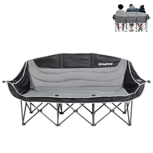 Image of KingCamp 3 Person Camping Chair, Oversized 1100lbs Heavy Duty Loveseat