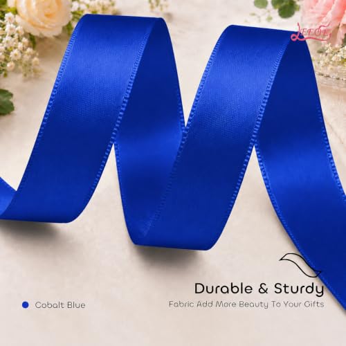Image of Double Face Cobalt Blue Satin Ribbon 1-1 /2 inch X 25 Yards Polyester Cobalt Blue Ribbon for Gift Wrapping Very Suitable for Weddings Party Hair Bow Invitation Decorations and More
