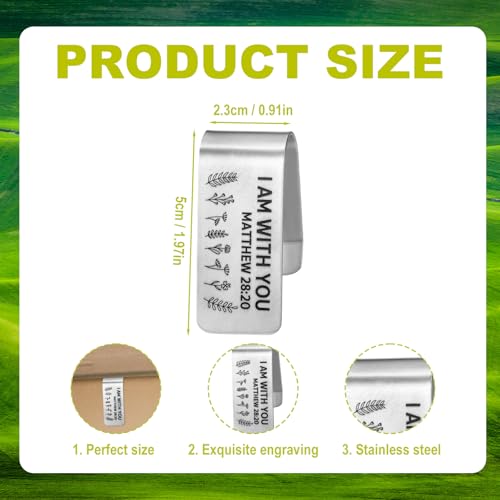 Image of Engraved Stainless Steel Car Visor Clip, Religious Visor Clip with I Am with You Printed Matthew 28 20 Sign for Women Men New Friends Family Driver Gifts