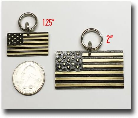 AMERICAN FLAG Made in the USA Dog Name Tag-Collar Pet Id Tag-Unique Pet Tag-Handcrafted -Custom Dog Tag-Stars and Stripes-Patriotic Pet Tag (1 1/4", Brass)