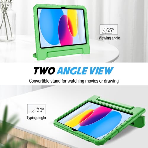 ProCase Kids Case for iPad A16 11th Generation 2025/iPad 10th Generation 2022 with Pencil Holder, iPad 11/10 Case Shockproof Lightweight Cover with Stand Convertible Handle for Children -Green by ProCase - Image 5