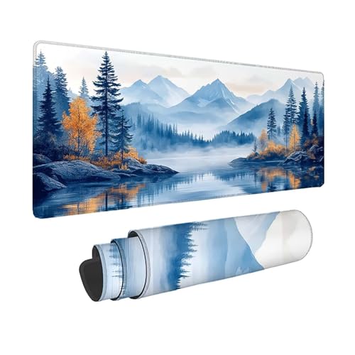 Tapis de souris XXL 800x400 mm bleu imperméable pour bureau et gaming