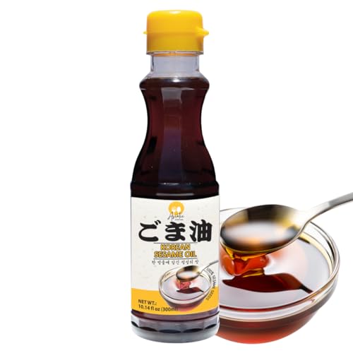 Korean Pure Sesame oil 10.14 fl oz, 100% Roasted Sesame Seed Oil with Rich Nutty Flavor, Made in Korea, Authentic Toasted Seasoning oil for Asian dishes, pantry essential for cooking