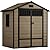 DWVO 6x4.4 FT Resin Storage Shed with Fence-Style and Side Windows, Lockable Door, and Vents for Garden, Backyard, Patio, Lawn, Brown