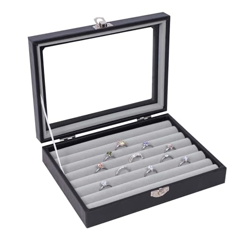 Stratalife Jewelry Box Cute Earring Holder Organizer Small Jewelry Boxes for Women Jewelry Storage Earring Case Jewelry Trinket Tray Dresser Organizer Beige
