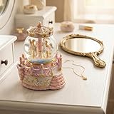 Carousel Music Box for Daughter, Pink Carousel Snow Globe Gift for Girls Wife Women Girlfriend Birthday Christmas Anniversary Luxury Gifts for Her Play Castle in The Sky