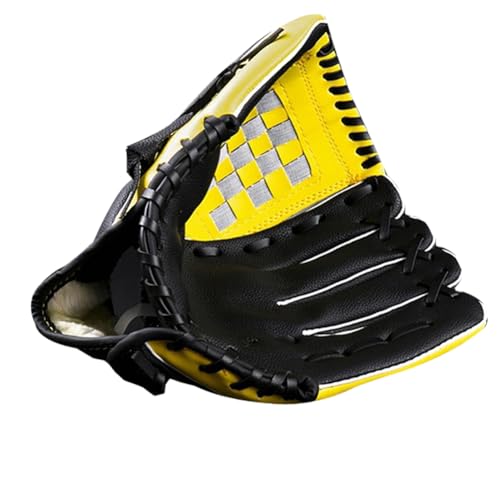 Jianyiihuly 10.5 Inch Baseball Gloves Fielding Gloves Professional Baseball and Softball PU Catching Gloves Yellow and Black
