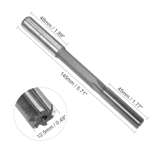QUARKZMAN Maschine Reibahle 12,5 mm, H7 HSS Drehmaschinen Futterreibahlen mit 6 geraden Schneiden, Runder Schaft Fräswerkzeug, Metrischer Reibahle für Edelstahl-Metallloch