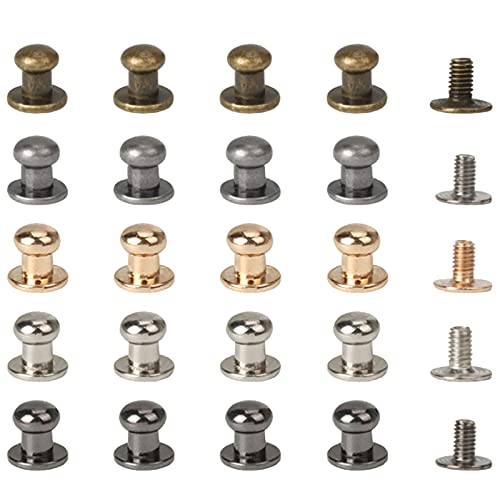 Remache de Cabeza Redonda Remaches de Cobre de Bricolaje 100 Piezas Remache de Tornillo Cuero Cabeza Redonda de Aleación Pernos de Remache de Latón 6mm Para bricolaje, cuero, manualidades Cover