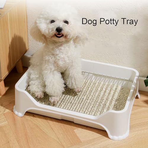 Asixxsix Indoor Dog Potty Tray, Washable Removable Dog Training Toilet Plastic Potty Tray with Shovel and Stainless Steel Net Frame Nonslip Portable Puppy Pee Pad Holder for Small Pets - Image 3