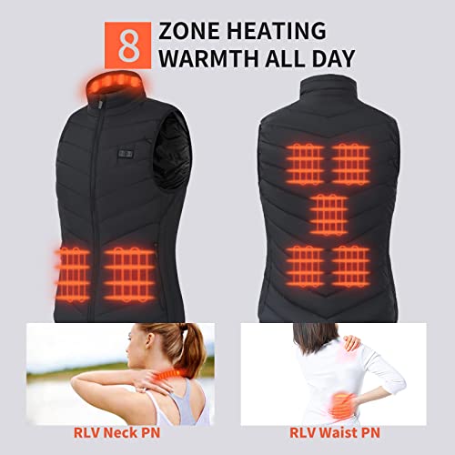 Heated Vest For Women With 2Pack 10000Mah Power Bank, 8 Heating Zones And 3 Heating Levels Heating, 2 Button Control Winter Water/Wind Resistant Lightweight Rechargeable Heated Vest(L) #TOP6